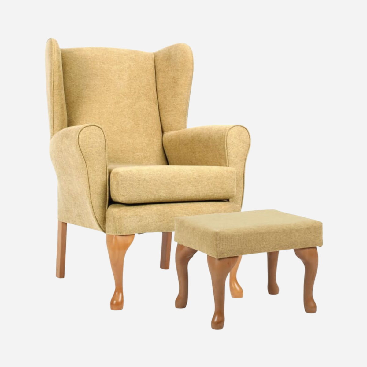 Queen Anne Fireside Chair with Matching Footstool