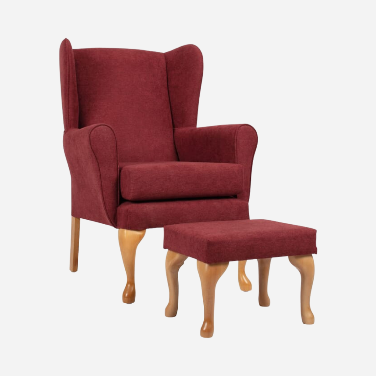 Queen Anne Fireside Chair with Matching Footstool