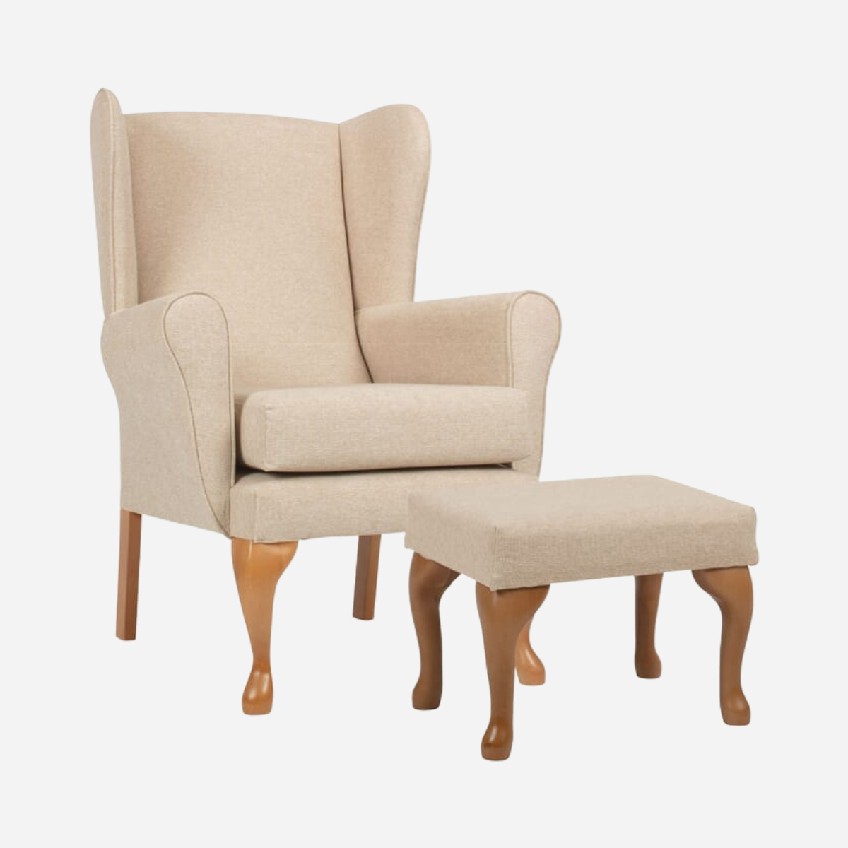 Queen Anne Fireside Chair with Matching Footstool