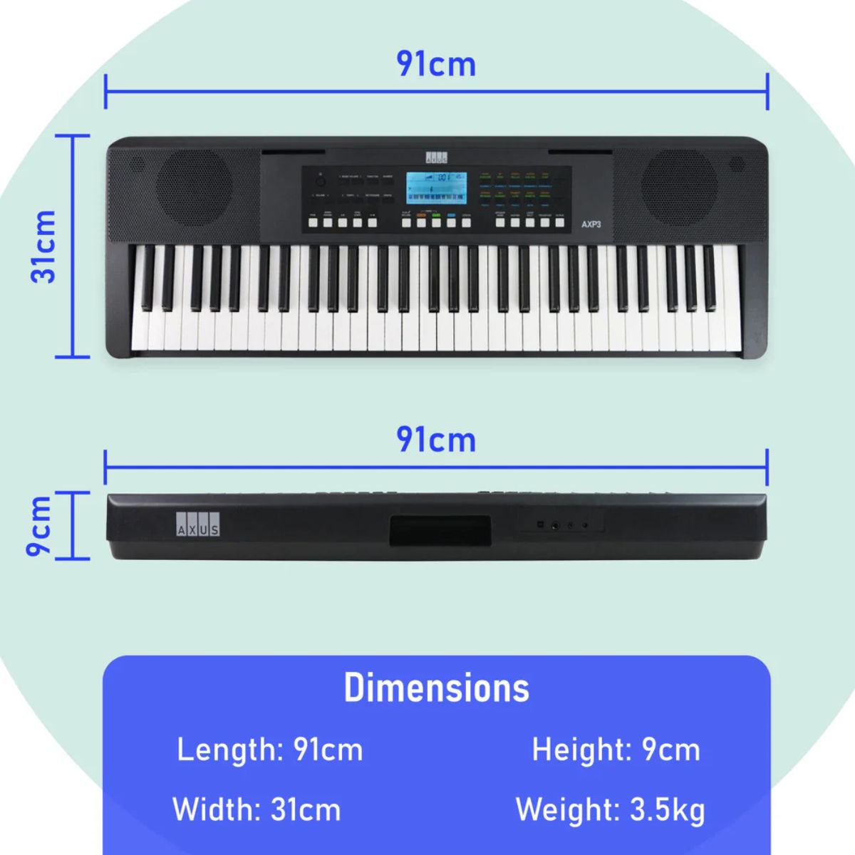 Axus AXP3 61 Note Slimline Portable Keyboard - Rental
