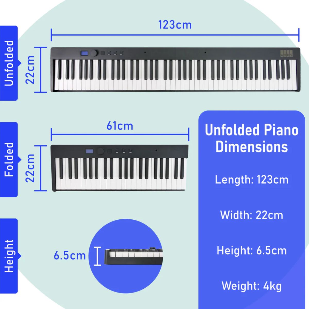 Axus AXF12 88 Note Folding Digital Piano - Rental