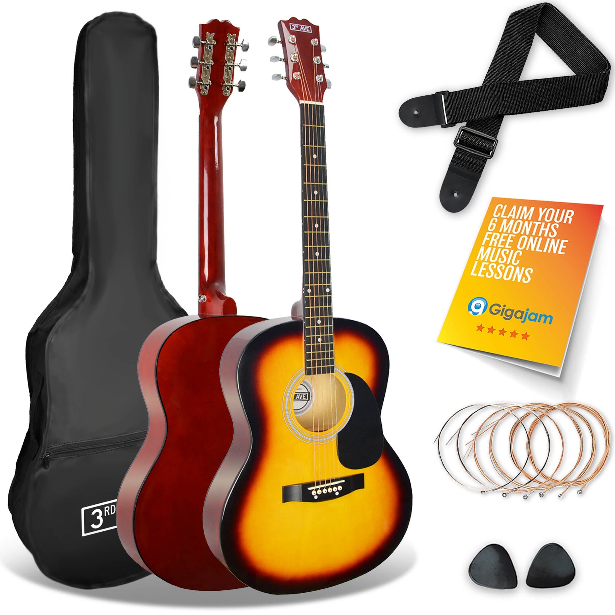 3rd Avenue Full Size Acoustic Guitar Pack - Rental