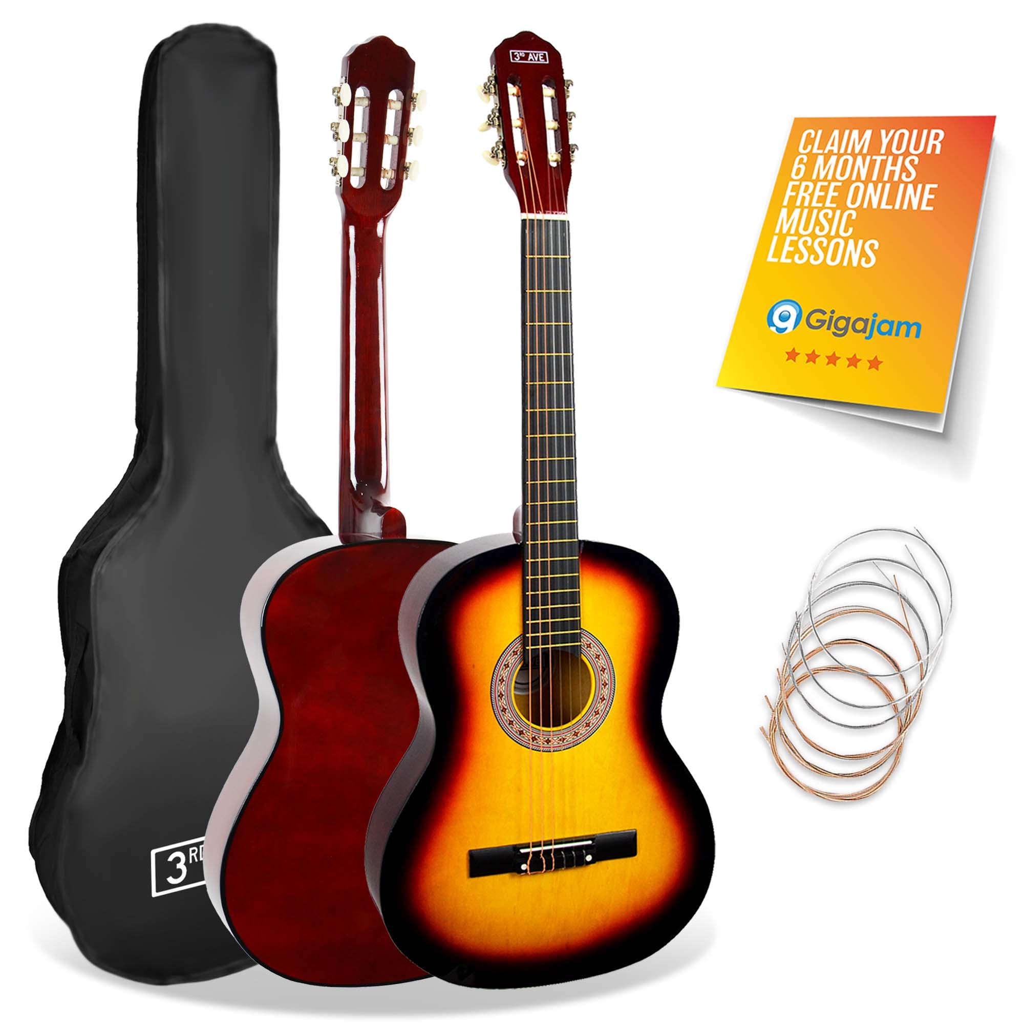 3rd Avenue Full Size Classical Guitar Pack - Rental