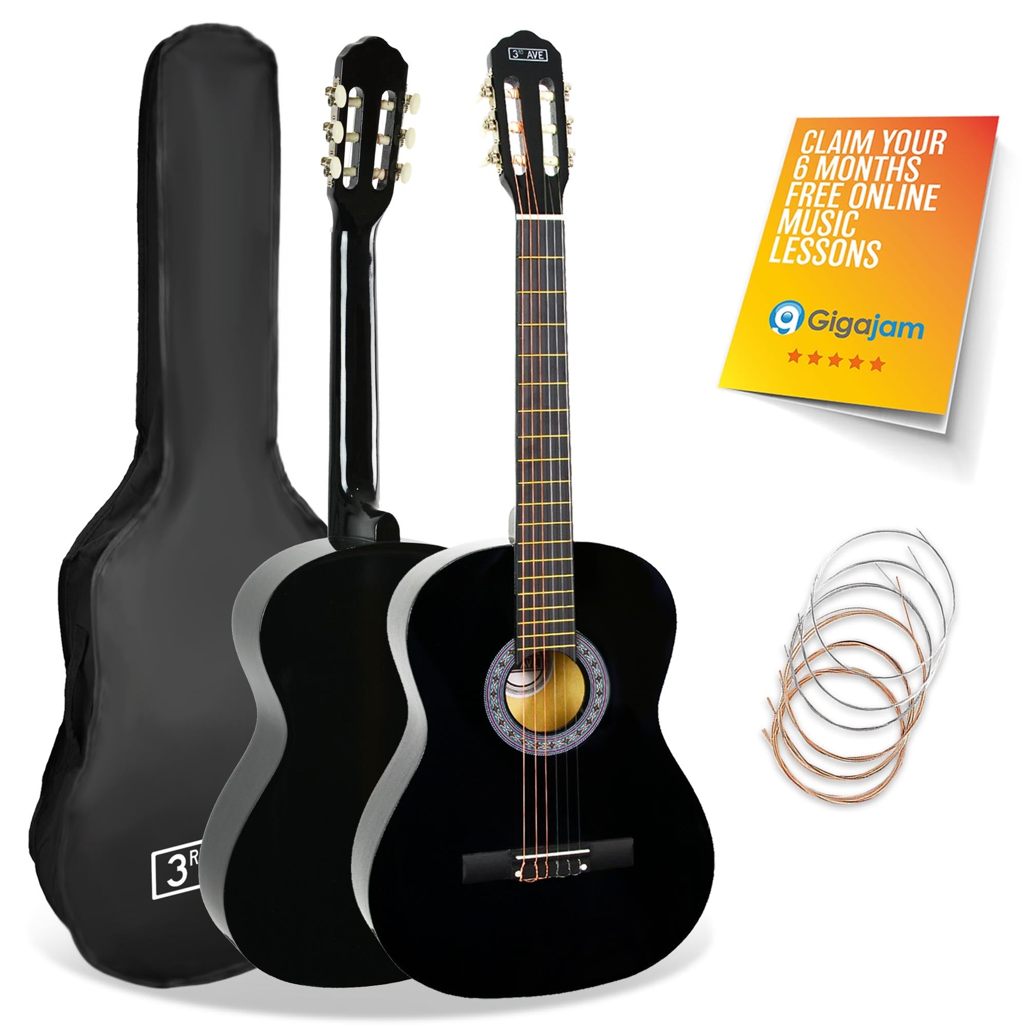3rd Avenue Full Size Classical Guitar Pack - Rental