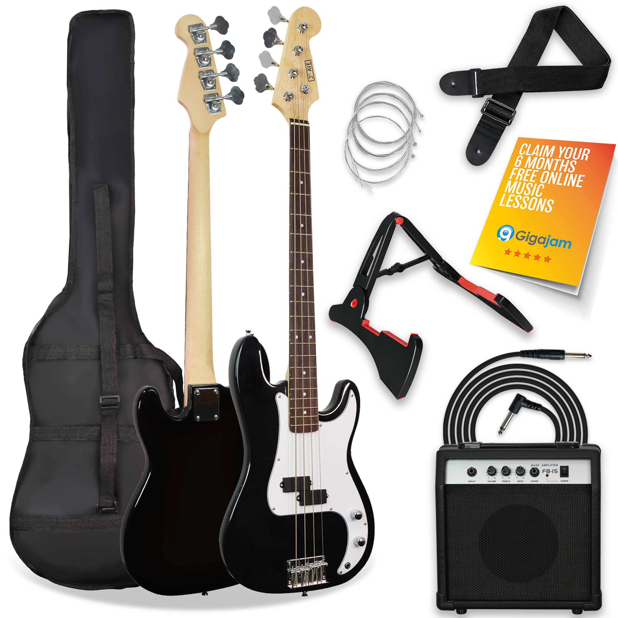 3rd Avenue Electric Bass Guitar Pack - Rental