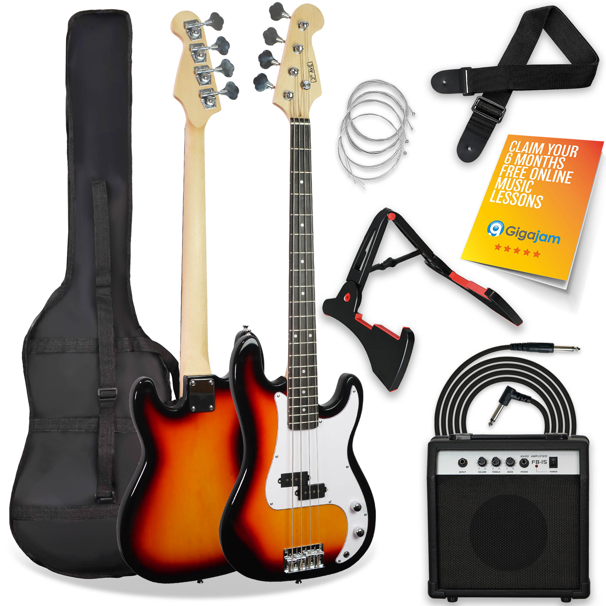 3rd Avenue Electric Bass Guitar Pack - Rental